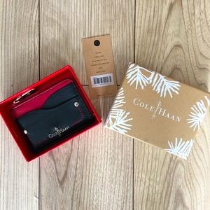 Cole Haan Black Leather Card Holder Case Wallet